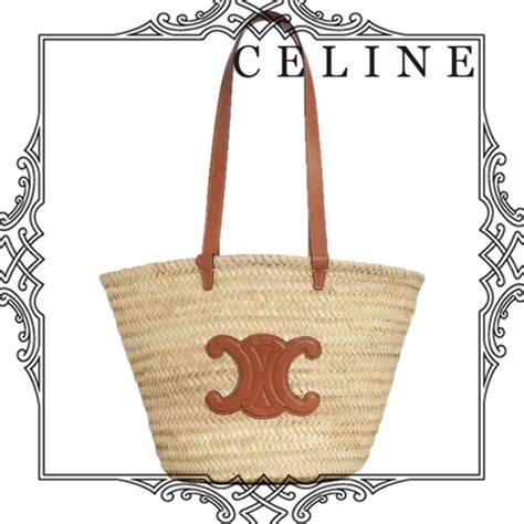 raffia bag celine|CELINE Raffia Calfskin Triomphe Medium Tambour Bag.